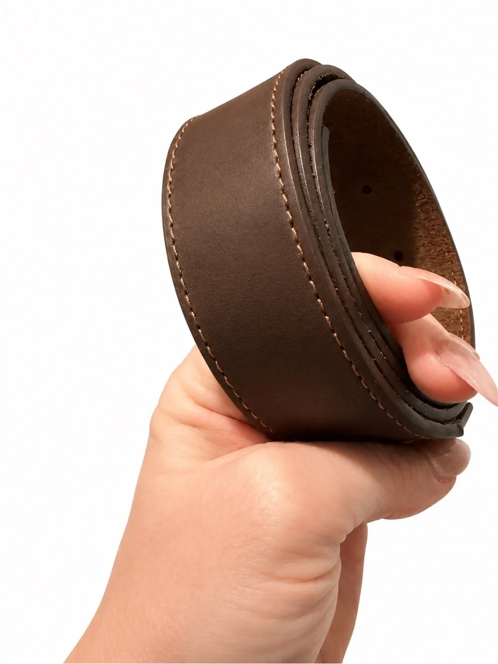 Justin Boots Brown Leather Belt with Brass-Tone Buckle